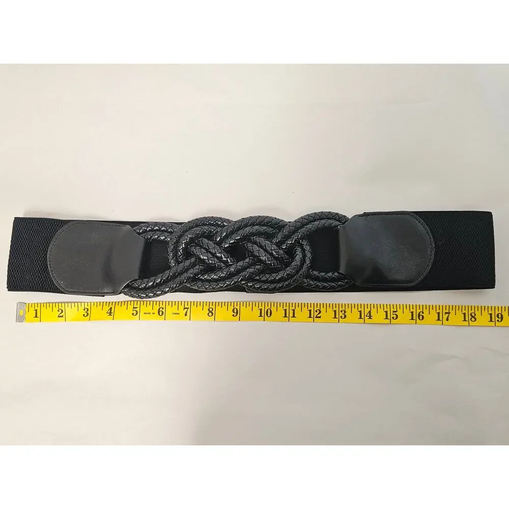Rampage Chic Black Stretch Waist Braided Belt (38") - Picture 4 of 5